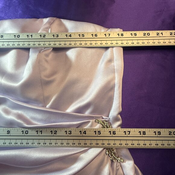 📌David's Bridal Strapless Side Drape & Brooch Satin Bridesmaid Prom Gown Scarf - Picture 11 of 16